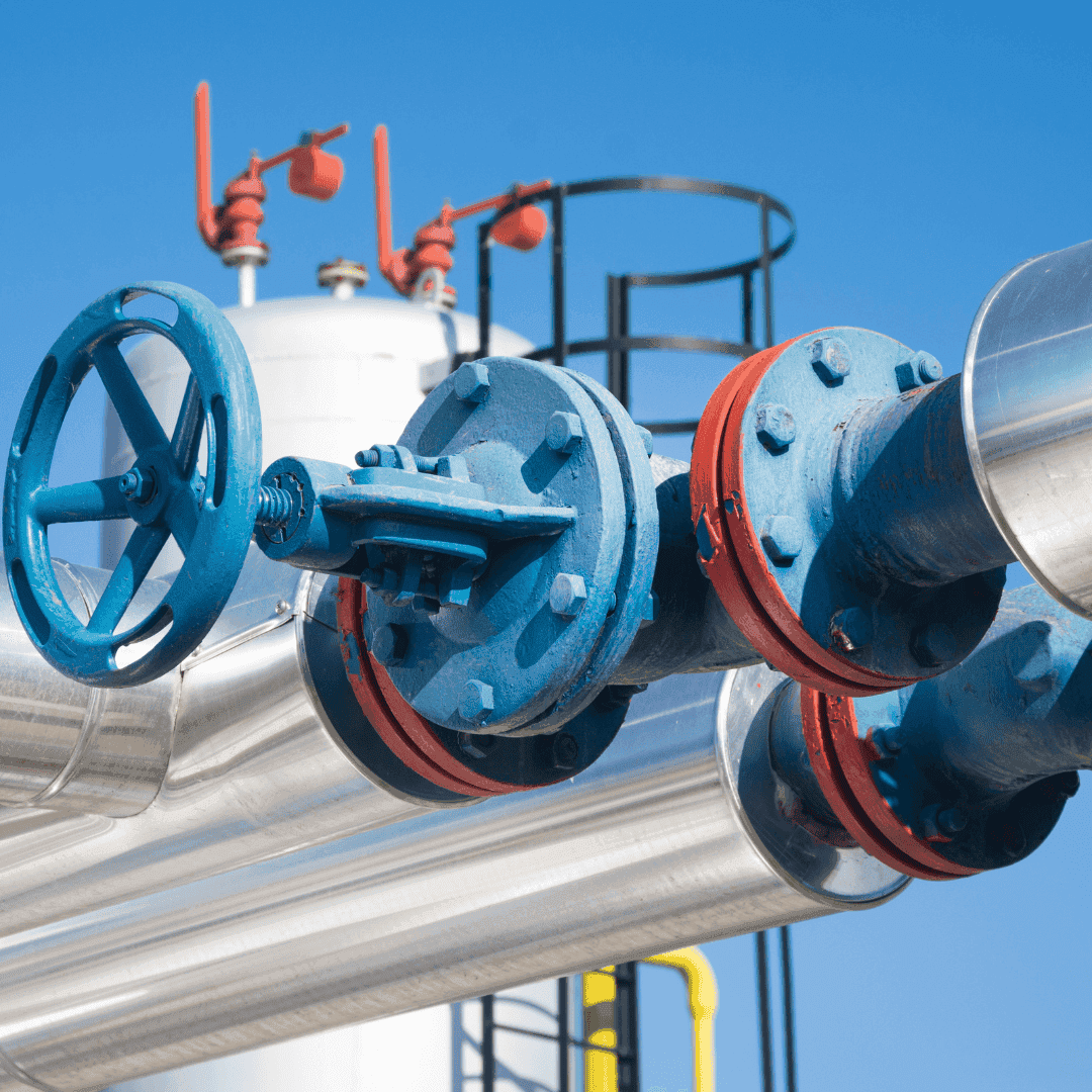 Industrial valves on a steam line